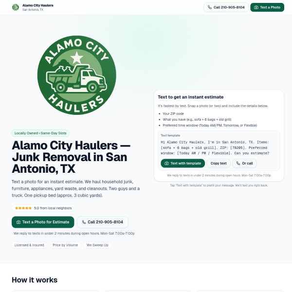 Screenshot of Alamo City Haulers